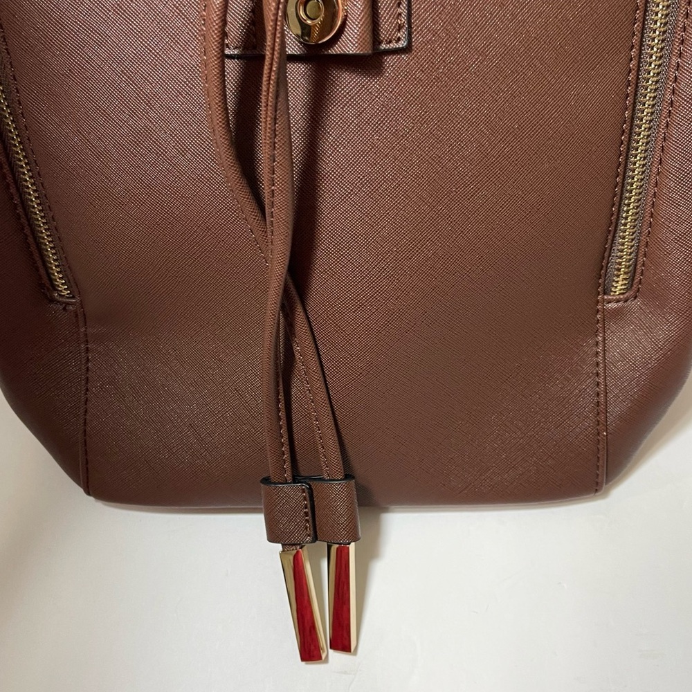 Elegant Brown Faux Leather Backpack - Picture 11 of 14